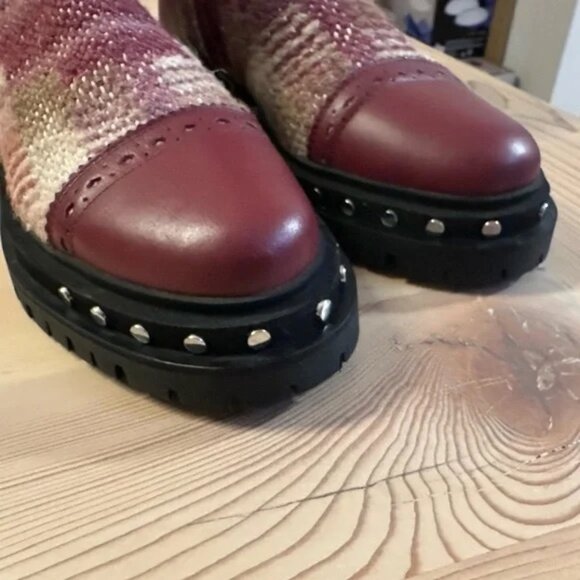 Free People Burgundy and Multicolor Knit Ankle Boots - Picture 6 of 11